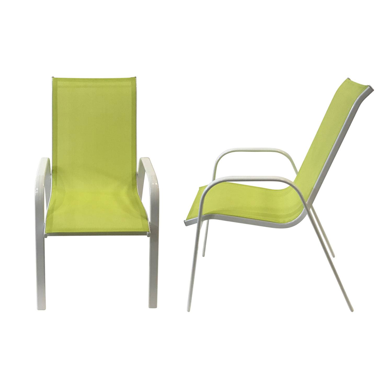 Happy Garden - Lot de 4 chaises MARBELLA en textilène vert - aluminium blanc - HAPPY GARDEN - Imagen 3