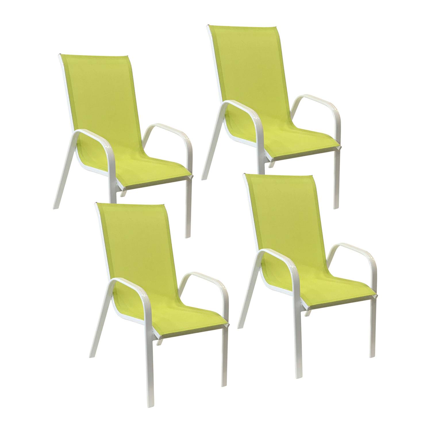 Happy Garden - Lot de 4 chaises MARBELLA en textilène vert - aluminium blanc - HAPPY GARDEN - Imagen 1