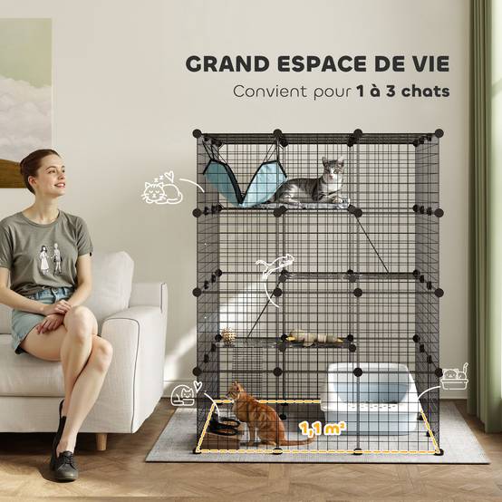 Enclos pour animaux métal noir 105 x 105 x 140 cm - PANGIVO - Image 6