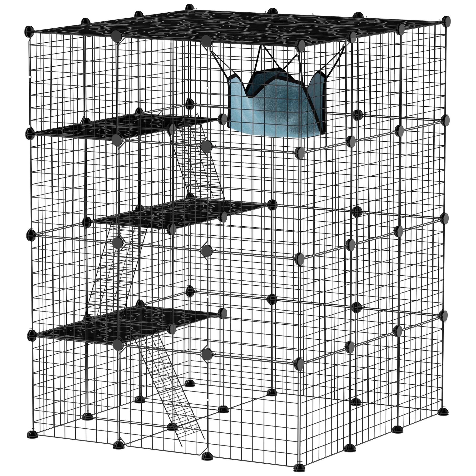 Enclos pour animaux métal noir 105 x 105 x 140 cm - PANGIVO - Image 1
