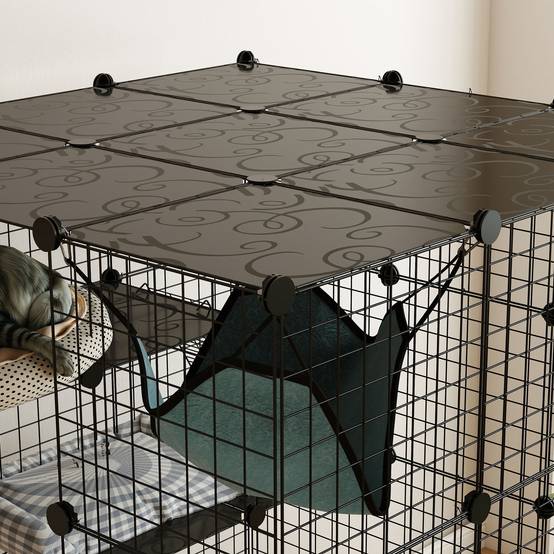 Enclos pour animaux métal noir 105 x 105 x 140 cm - PANGIVO - Image 10