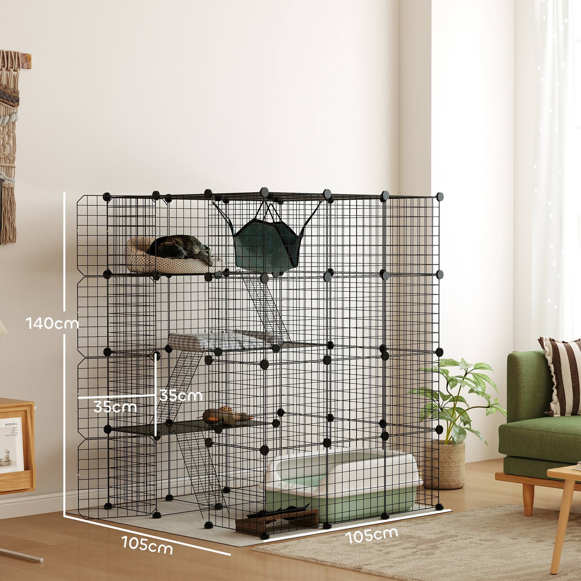 Enclos pour animaux métal noir 105 x 105 x 140 cm - PANGIVO - Image 5