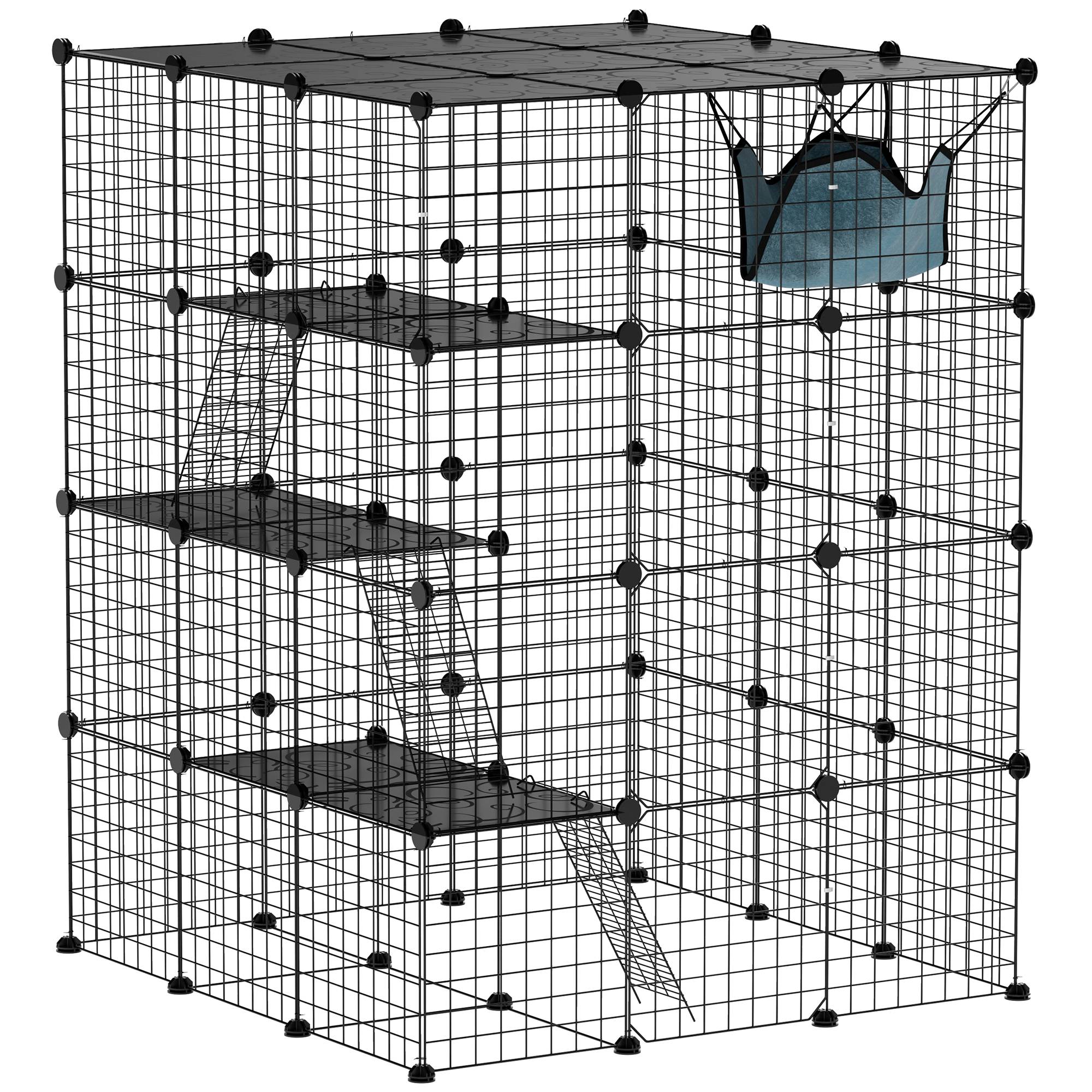 Enclos pour animaux métal noir 105 x 105 x 140 cm - PANGIVO - Image 2