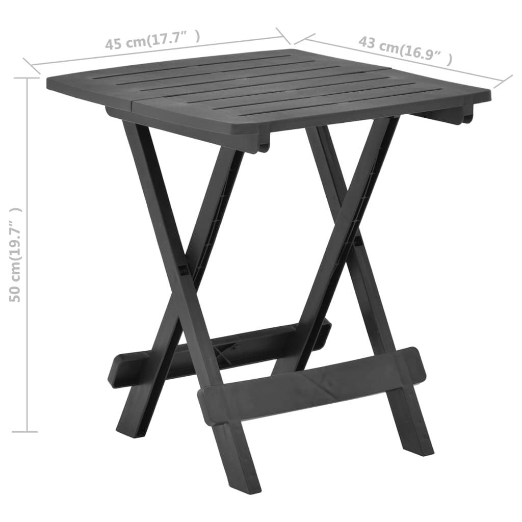 Table pliable de jardin plastique anthracite 45 x 43 x 50 cm - PANGIVO - Image 7