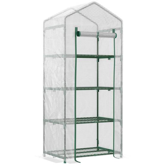 Mini Serre Balcon 4 Étages Acier Bâche Renforcée Semis & Tomates 70x50x160cm - ComfortXL Outdoor Living - Image 2