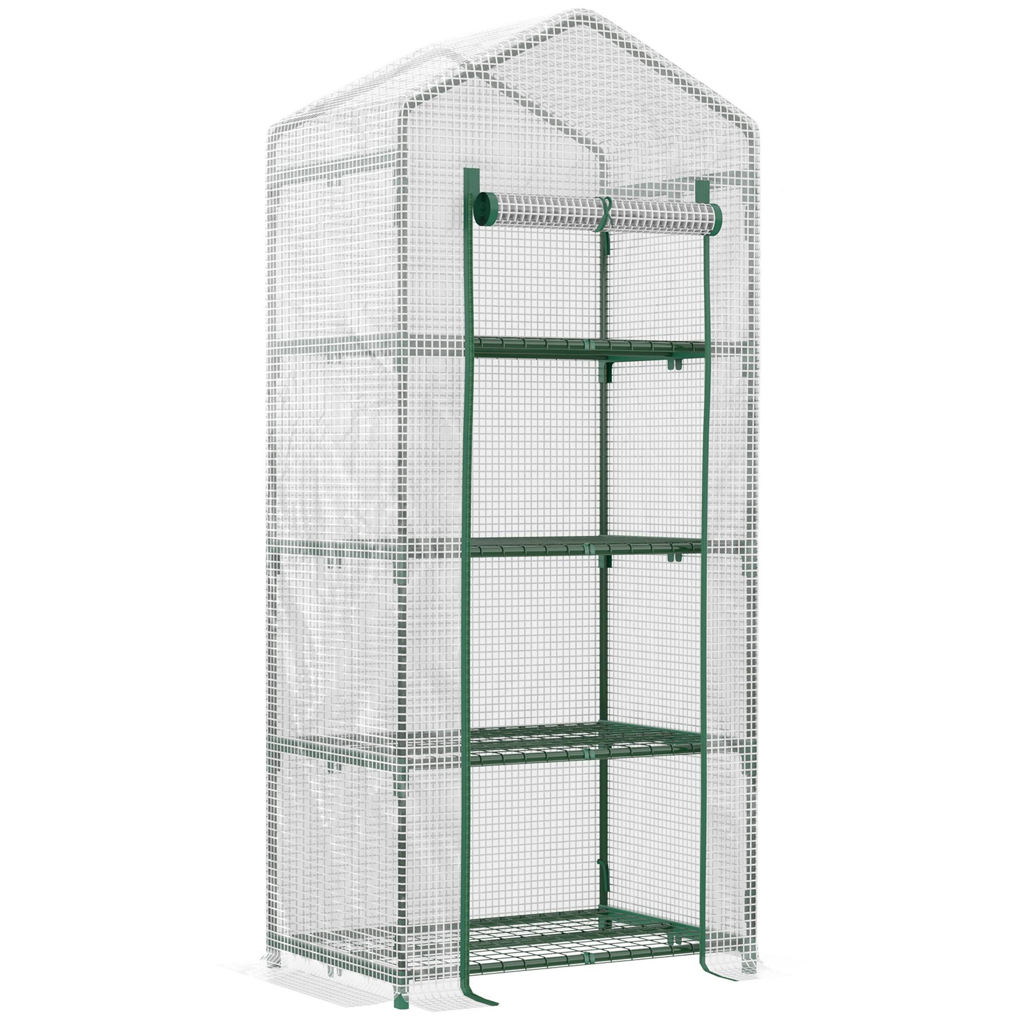 Mini Serre Balcon 4 Étages Acier Bâche Renforcée Semis & Tomates 70x50x160cm - ComfortXL Outdoor Living - Image 2