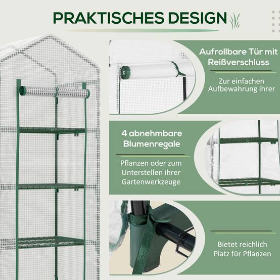 Mini Serre Balcon 4 Étages Acier Bâche Renforcée Semis & Tomates 70x50x160cm - ComfortXL Outdoor Living - Image 6