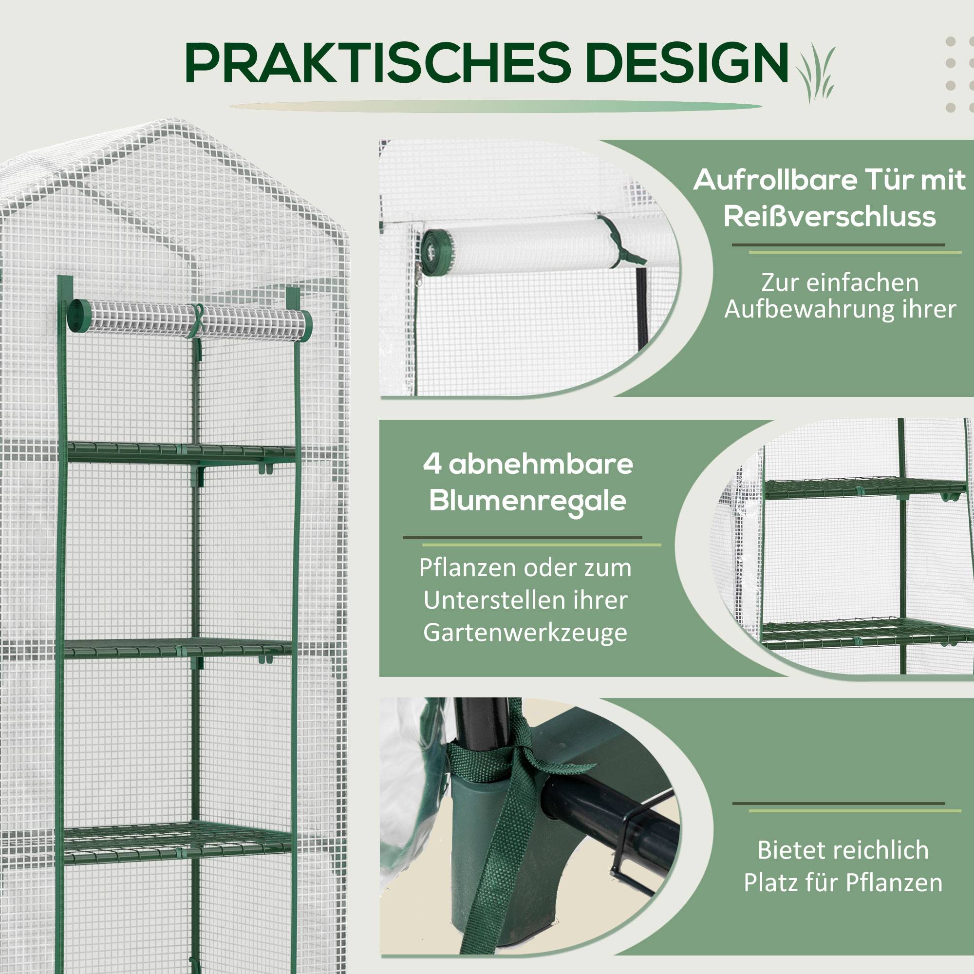 Mini Serre Balcon 4 Étages Acier Bâche Renforcée Semis & Tomates 70x50x160cm - ComfortXL Outdoor Living - Image 6
