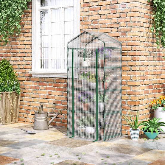 Mini Serre Balcon 4 Étages Acier Bâche Renforcée Semis & Tomates 70x50x160cm - ComfortXL Outdoor Living - Image 1