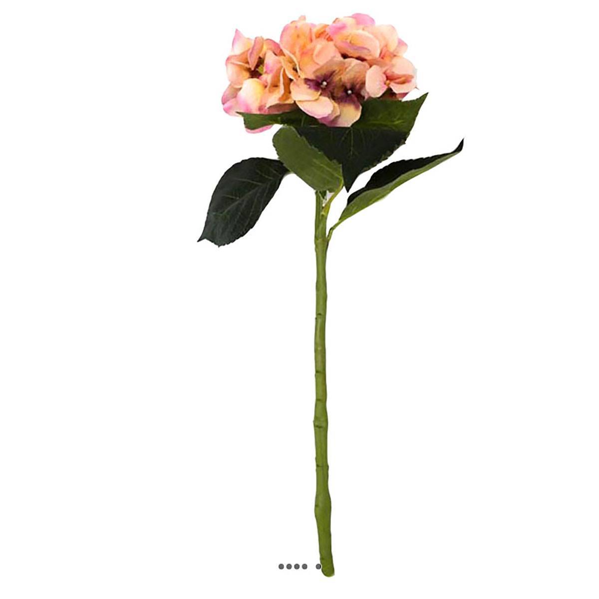 Artificielles - Hortensia artificiel en tige 1 tête 3 feuilles H 50 cm Top Rose - couleur: Rose - Imagen 1