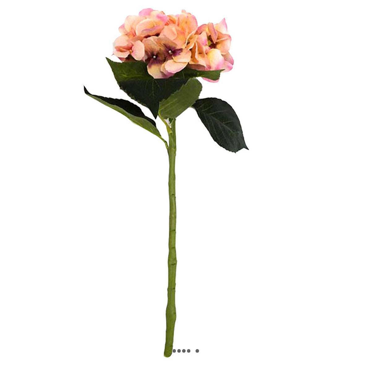 Artificielles - Hortensia artificiel en tige 1 tête 3 feuilles H 50 cm Top Rose - couleur: Rose - Imagen 2