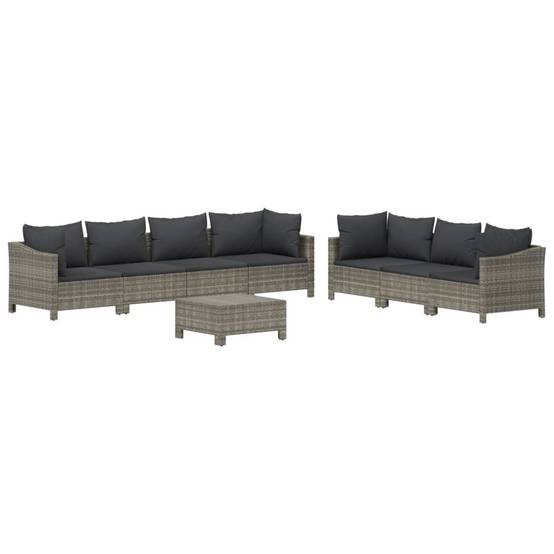 Helloshop26 - Salon de jardin meuble d'extérieur ensemble de mobilier 8 pièces avec coussins gris résine tressée - Imagen 1