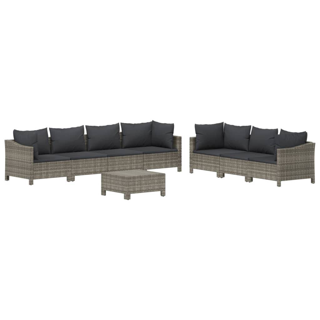 Helloshop26 - Salon de jardin meuble d'extérieur ensemble de mobilier 8 pièces avec coussins gris résine tressée - Imagen 1
