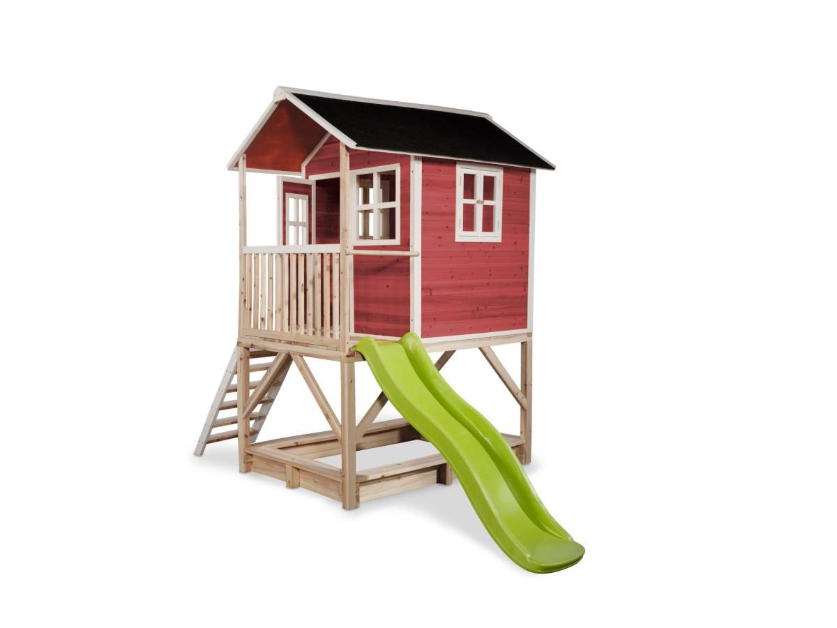 Exit Toys - Maisonnette en bois pour enfants Loft 500 Rouge - Exit Toys - Imagen 2