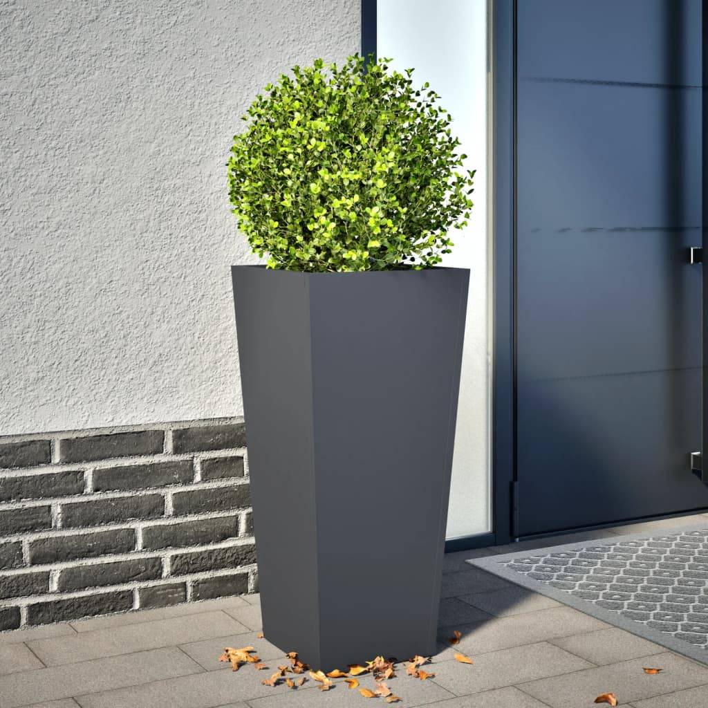 Jardinière - Bac à fleurs - Pot de fleurs anthracite 35x35x75 cm acier - Image 2