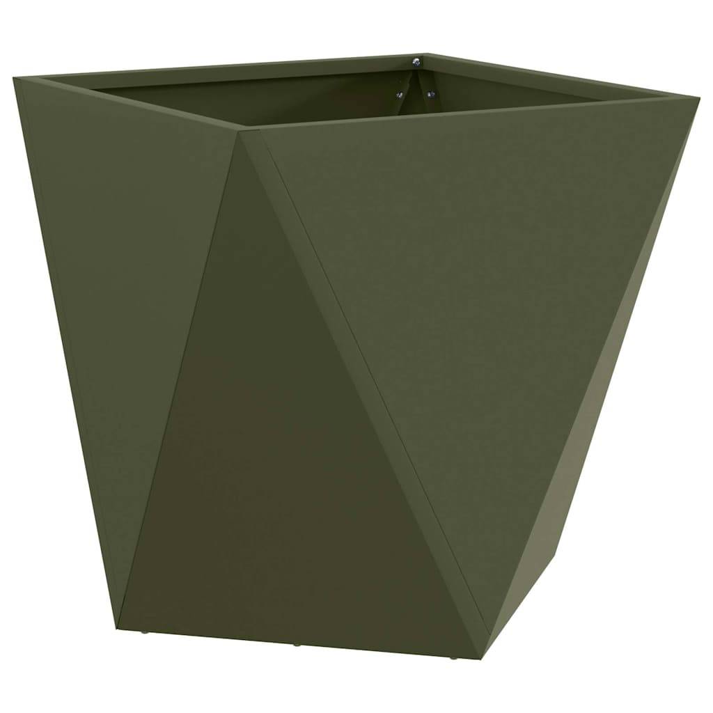 Jardinière acier vert olive 40 x 40 x 40 cm - PANGIVO - Image 2