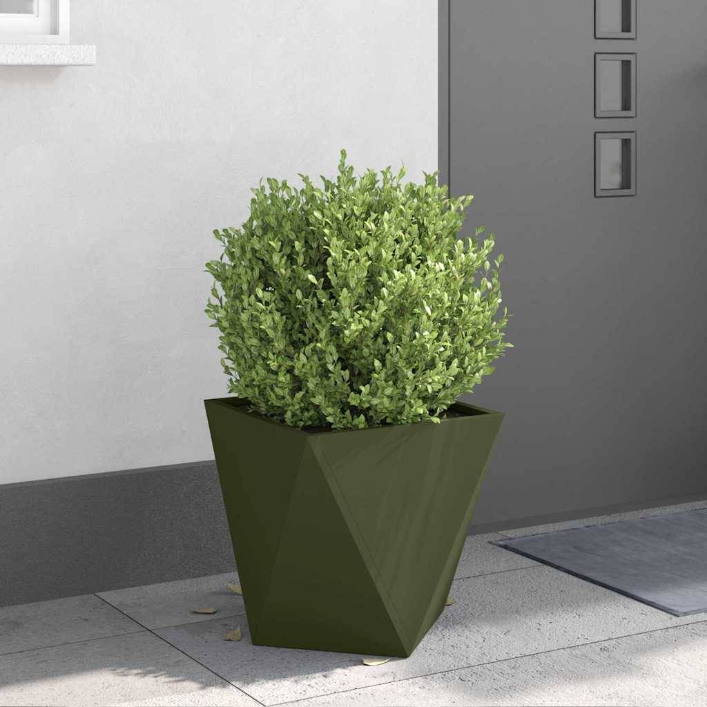 Jardinière acier vert olive 40 x 40 x 40 cm - PANGIVO - Image 4