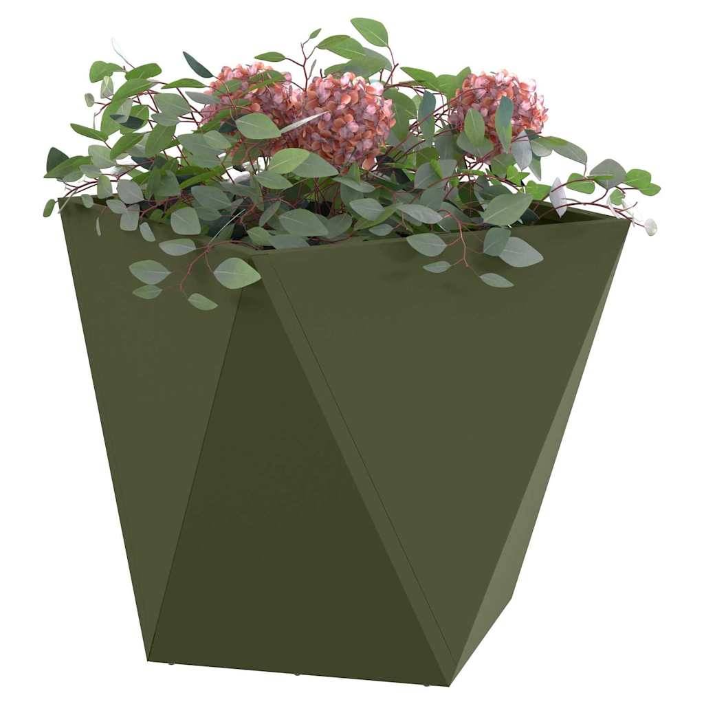 Jardinière acier vert olive 40 x 40 x 40 cm - PANGIVO - Image 3