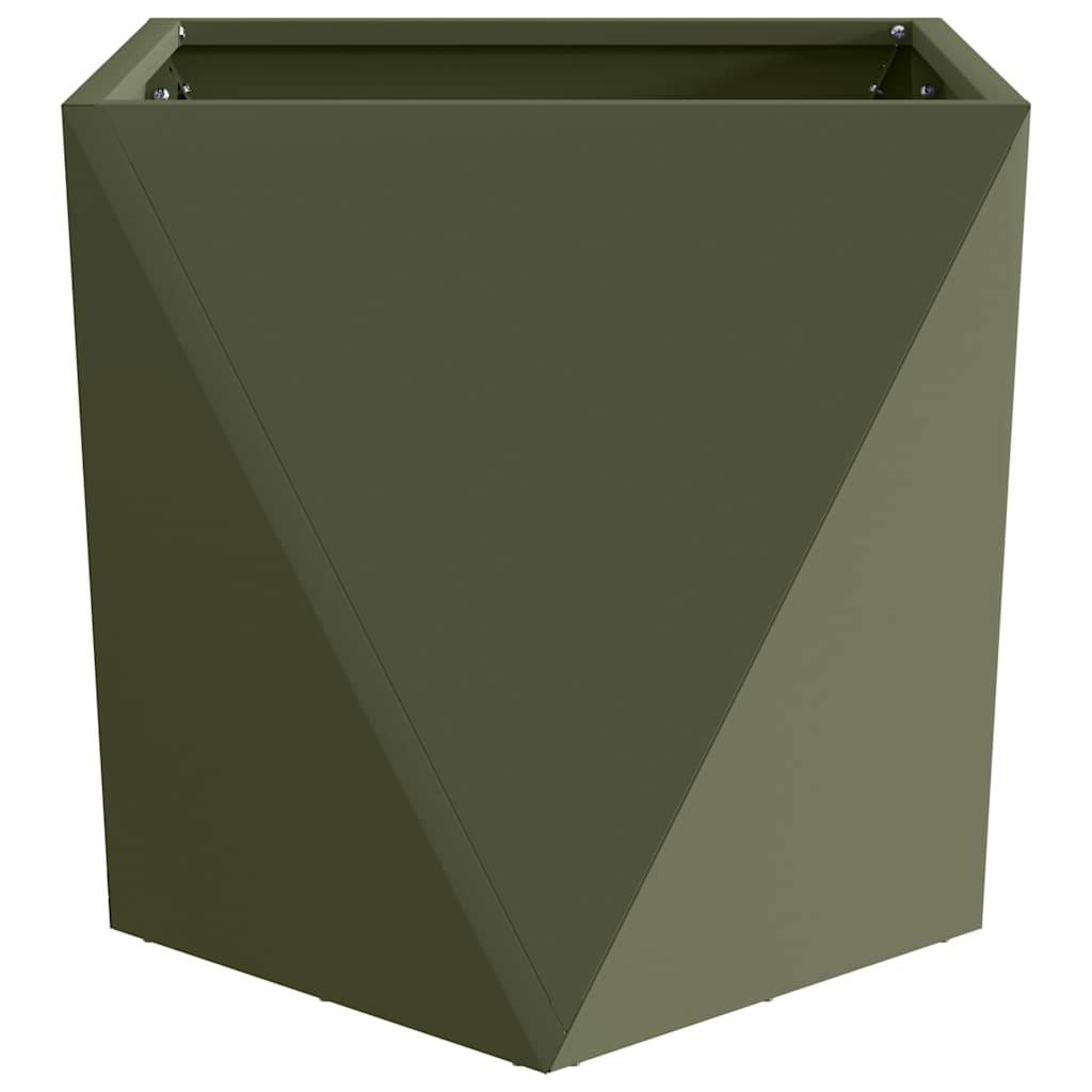 Jardinière acier vert olive 40 x 40 x 40 cm - PANGIVO - Image 5