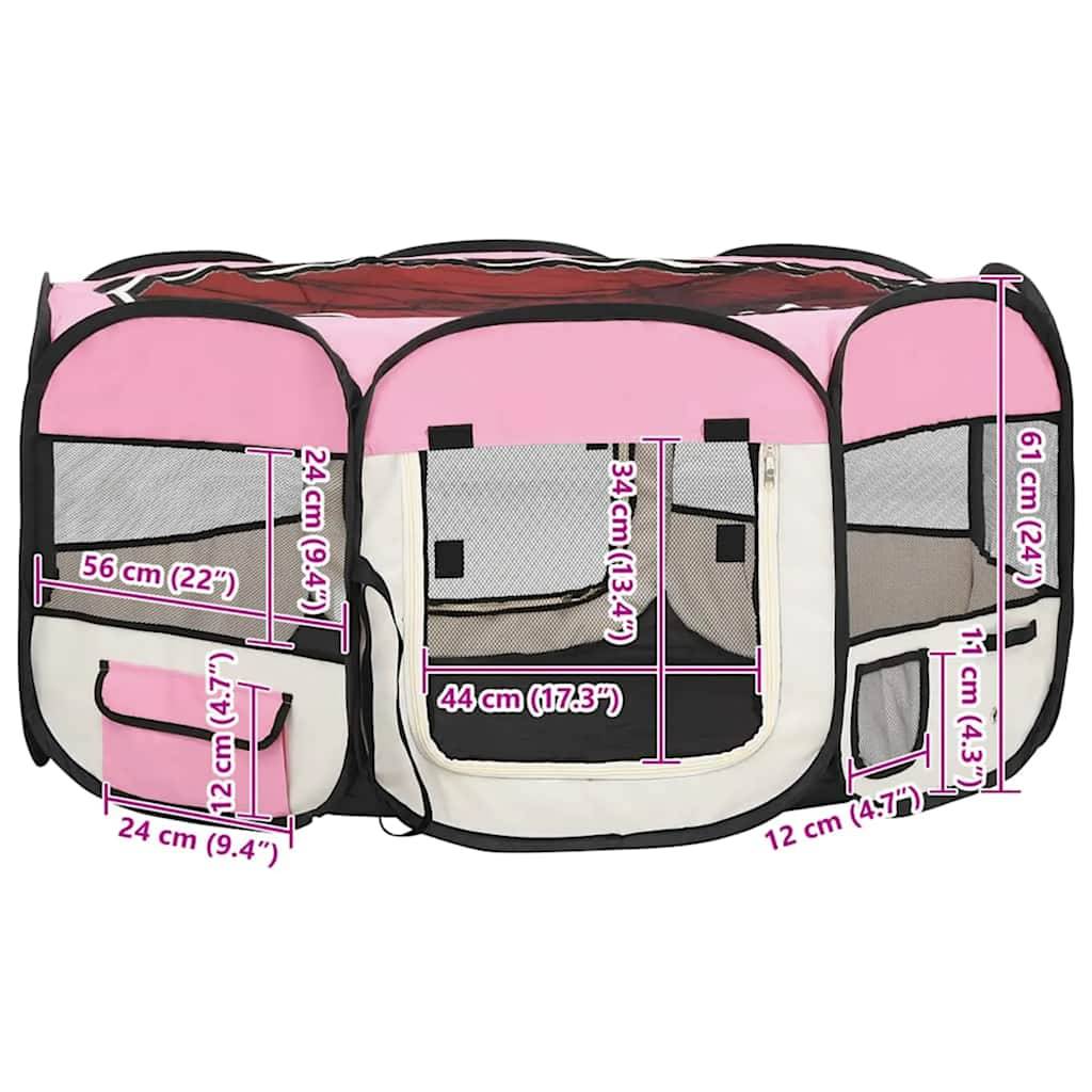 Vidaxl - Parc pliable pour chien avec sac de transport Rose 145x145x61cm vidaXL 171012 - Image 3
