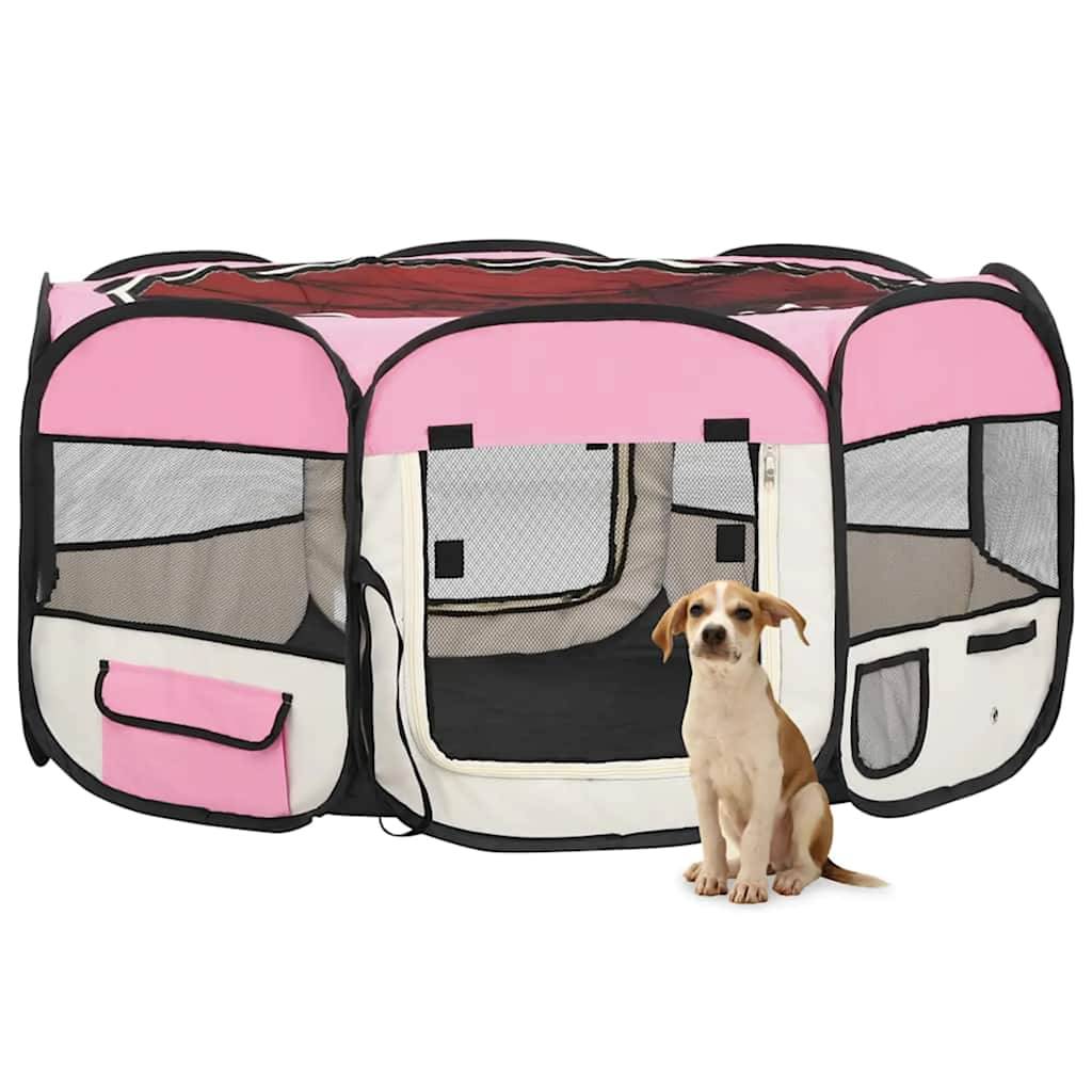 Vidaxl - Parc pliable pour chien avec sac de transport Rose 145x145x61cm vidaXL 171012 - Image 1