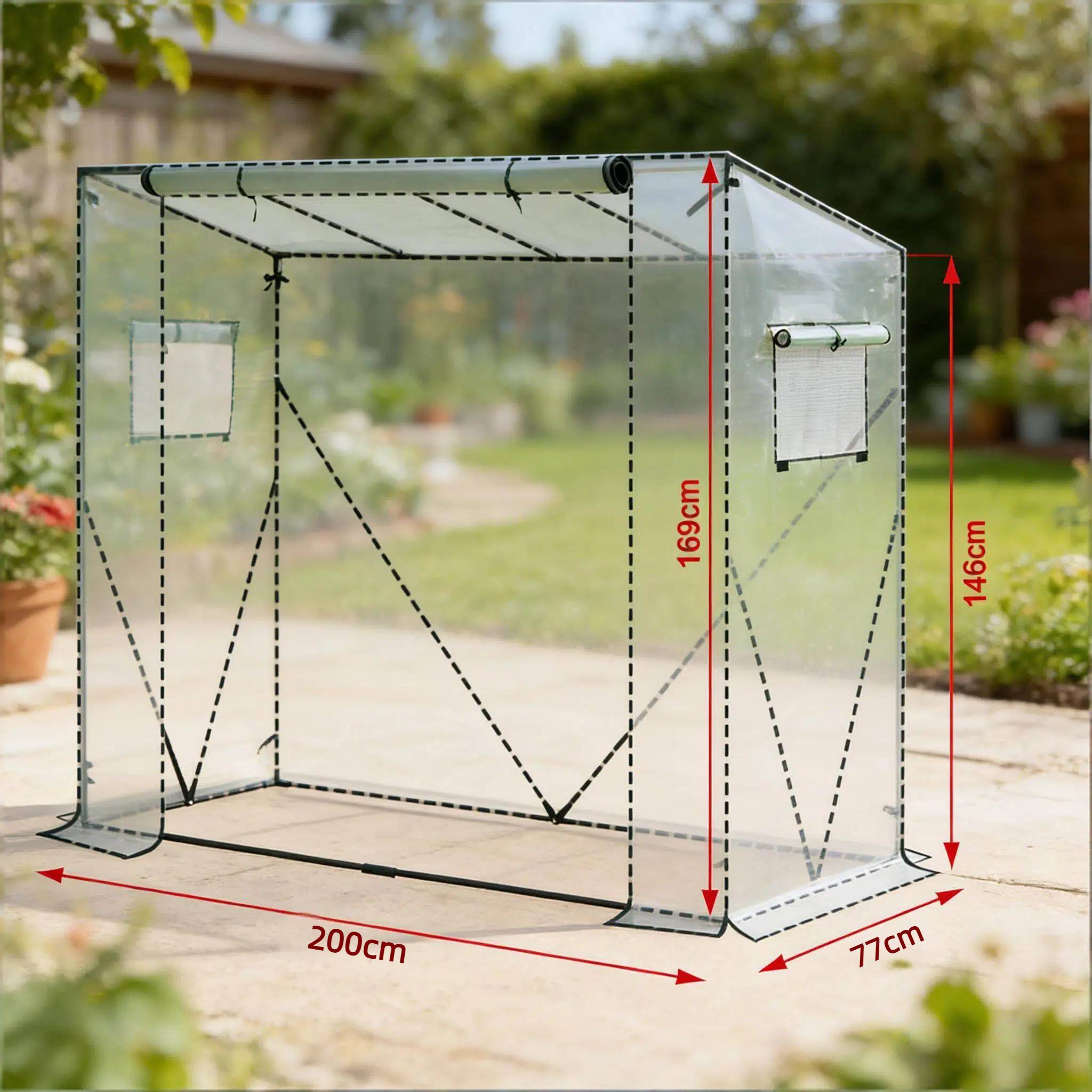 Serre de jardin pour tomates bâche PE renforcée acier protection hivernage 200x77x169 cm - ComfortXL Outdoor Living - Image 7