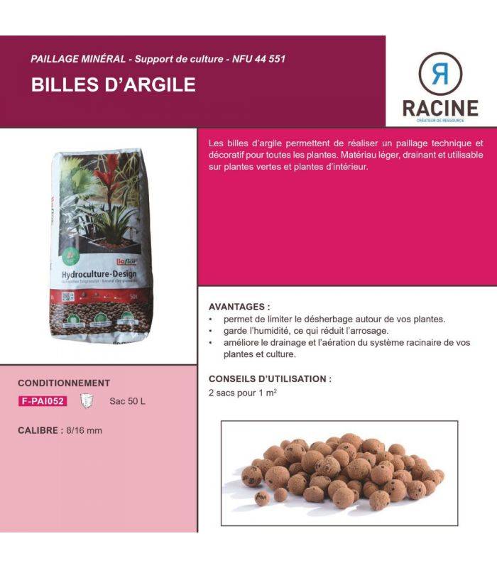 Paillage minéral billes d'argile 8-16 triple action, 33 sacs de 50l - F-PAI052-33x50 - Image 4