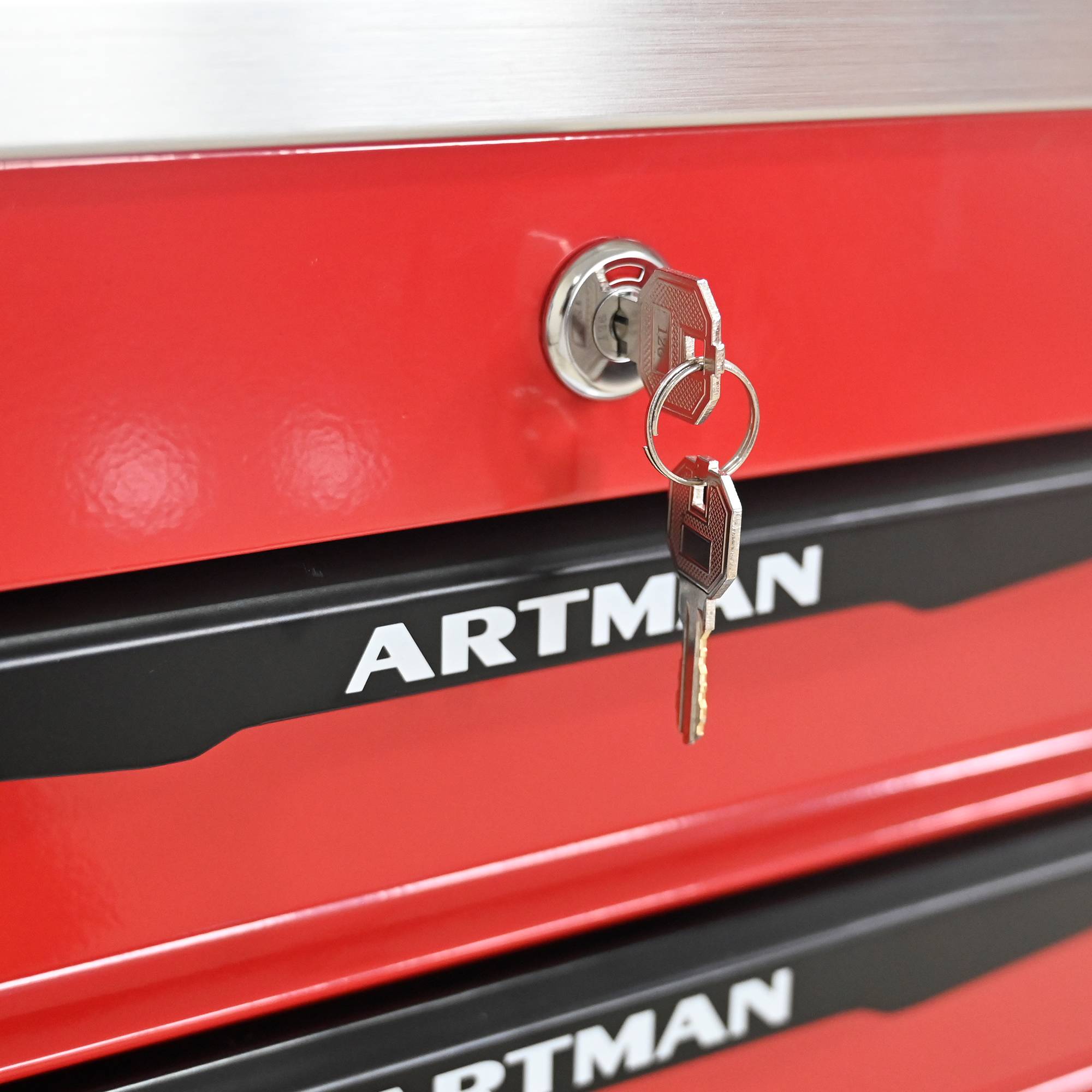 Servante Atelier Roulante Acier 4 Tiroirs Verrouillables Garage Bricolage Rouge Noir - ComfortXL Outdoor Living - Image 9