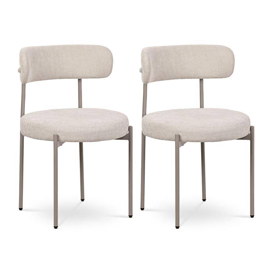 Sicaan Lot de 2 chaises Contemporaines GABY en Tissu Chenille Beige - Image 3