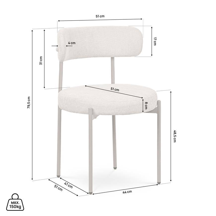 Sicaan Lot de 2 chaises Contemporaines GABY en Tissu Chenille Beige - Image 2