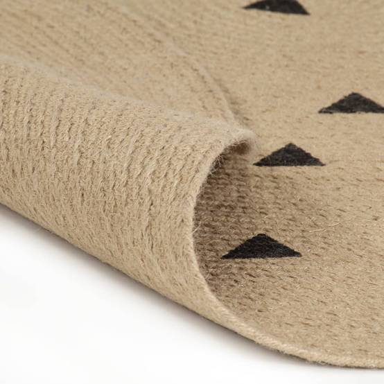 Tapis Rond en Jute Artisanal Imprimé Triangles pour Décoration Moderne Noir 120 cm – ComfortXL Outdoor Living - Image 2