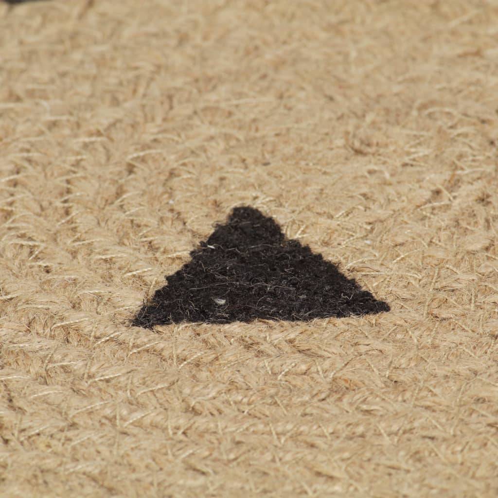 Tapis Rond en Jute Artisanal Imprimé Triangles pour Décoration Moderne Noir 120 cm – ComfortXL Outdoor Living - Image 5