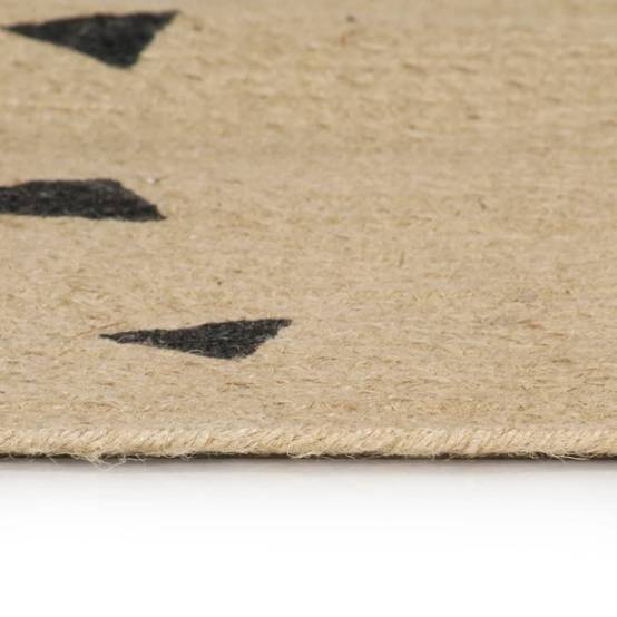 Tapis Rond en Jute Artisanal Imprimé Triangles pour Décoration Moderne Noir 120 cm – ComfortXL Outdoor Living - Image 3