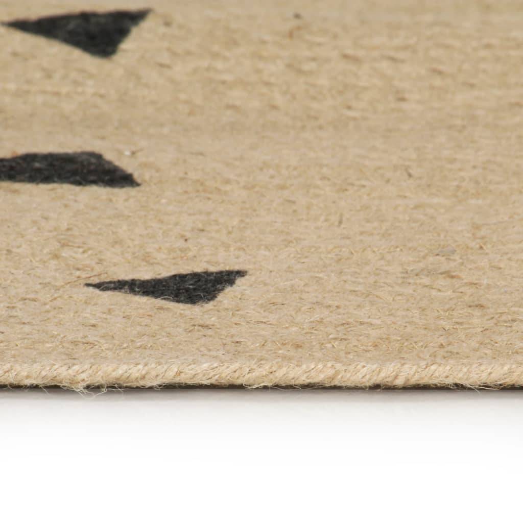 Tapis Rond en Jute Artisanal Imprimé Triangles pour Décoration Moderne Noir 120 cm – ComfortXL Outdoor Living - Image 3