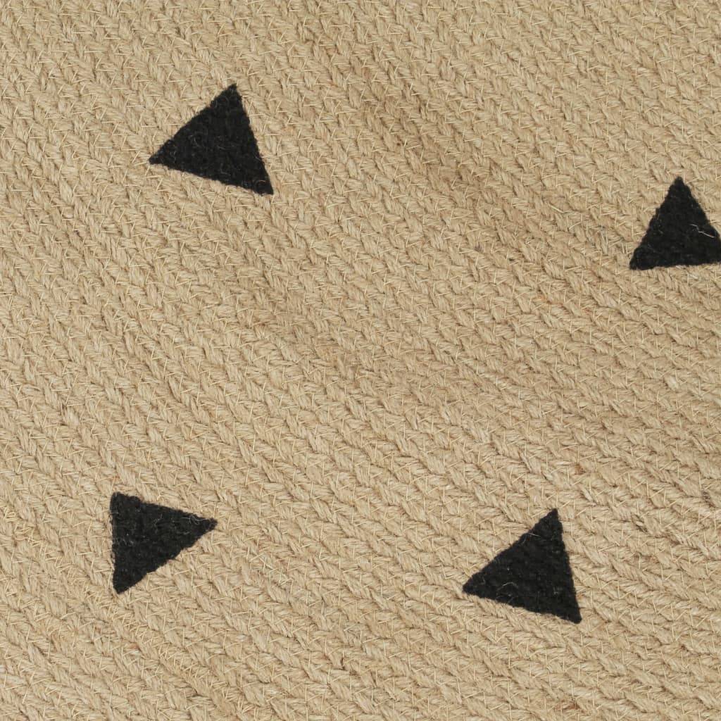 Tapis Rond en Jute Artisanal Imprimé Triangles pour Décoration Moderne Noir 120 cm – ComfortXL Outdoor Living - Image 4