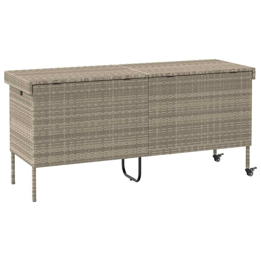 Coffre de rangement - Boîte de rangement de jardin et roues gris clair résine tressée rj70 - Image 6