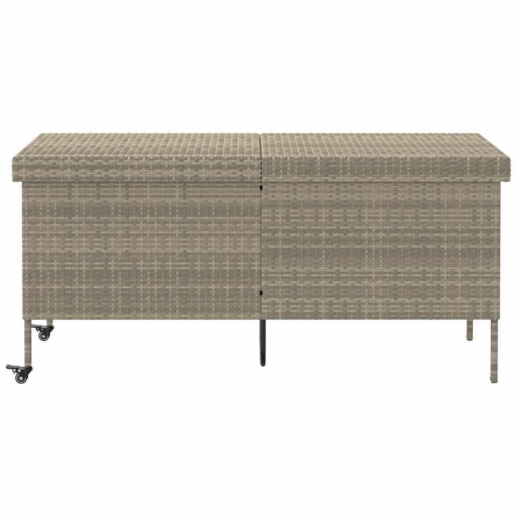 Coffre de rangement - Boîte de rangement de jardin et roues gris clair résine tressée rj70 - Image 3