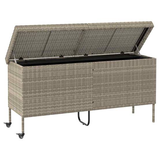 Coffre de rangement - Boîte de rangement de jardin et roues gris clair résine tressée rj70 - Image 4