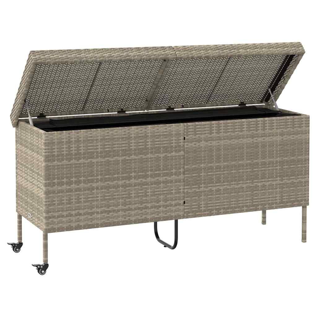 Coffre de rangement - Boîte de rangement de jardin et roues gris clair résine tressée rj70 - Image 4