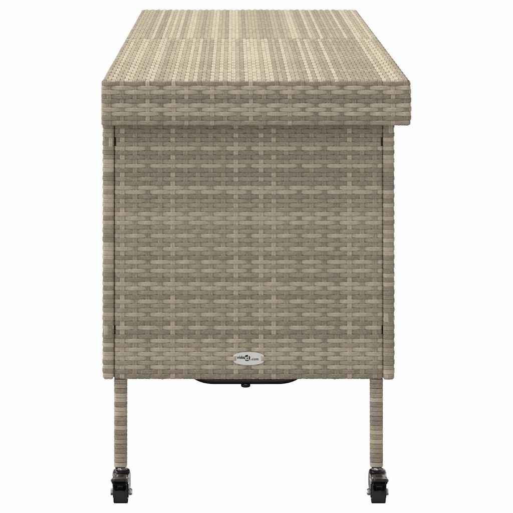 Coffre de rangement - Boîte de rangement de jardin et roues gris clair résine tressée rj70 - Image 5
