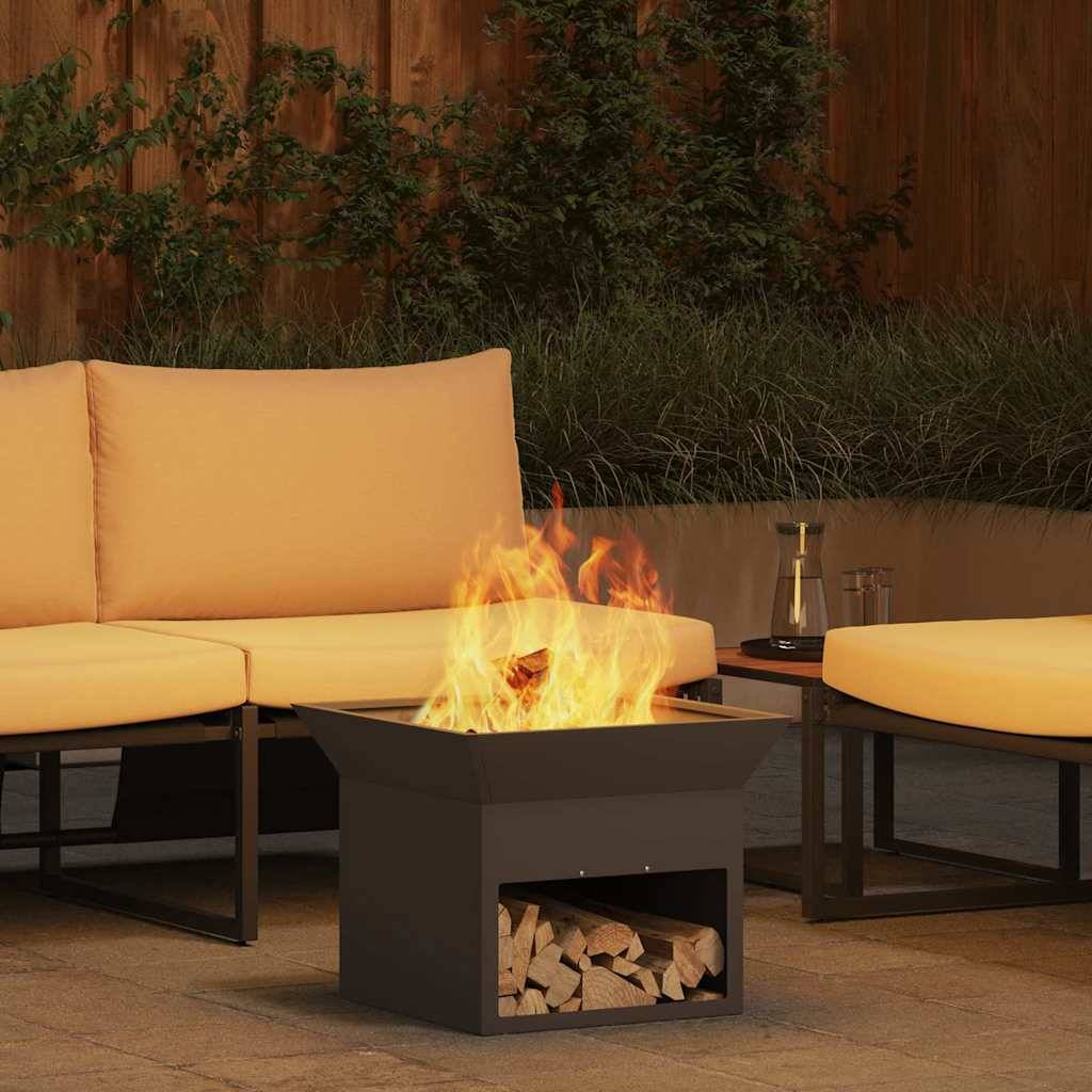 ComfortXL - Brasero Design Cube en Acier Noir 50cm, Foyer de Jardin Portable et Moderne – ComfortXL Outdoor Living - Image 1