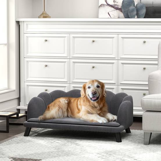 Canapé pour grand chien bois salon coussin lavable 98cm gris - ComfortXL Outdoor Living - Image 4