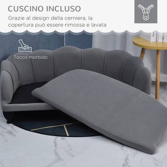 Canapé pour grand chien bois salon coussin lavable 98cm gris - ComfortXL Outdoor Living - Image 8