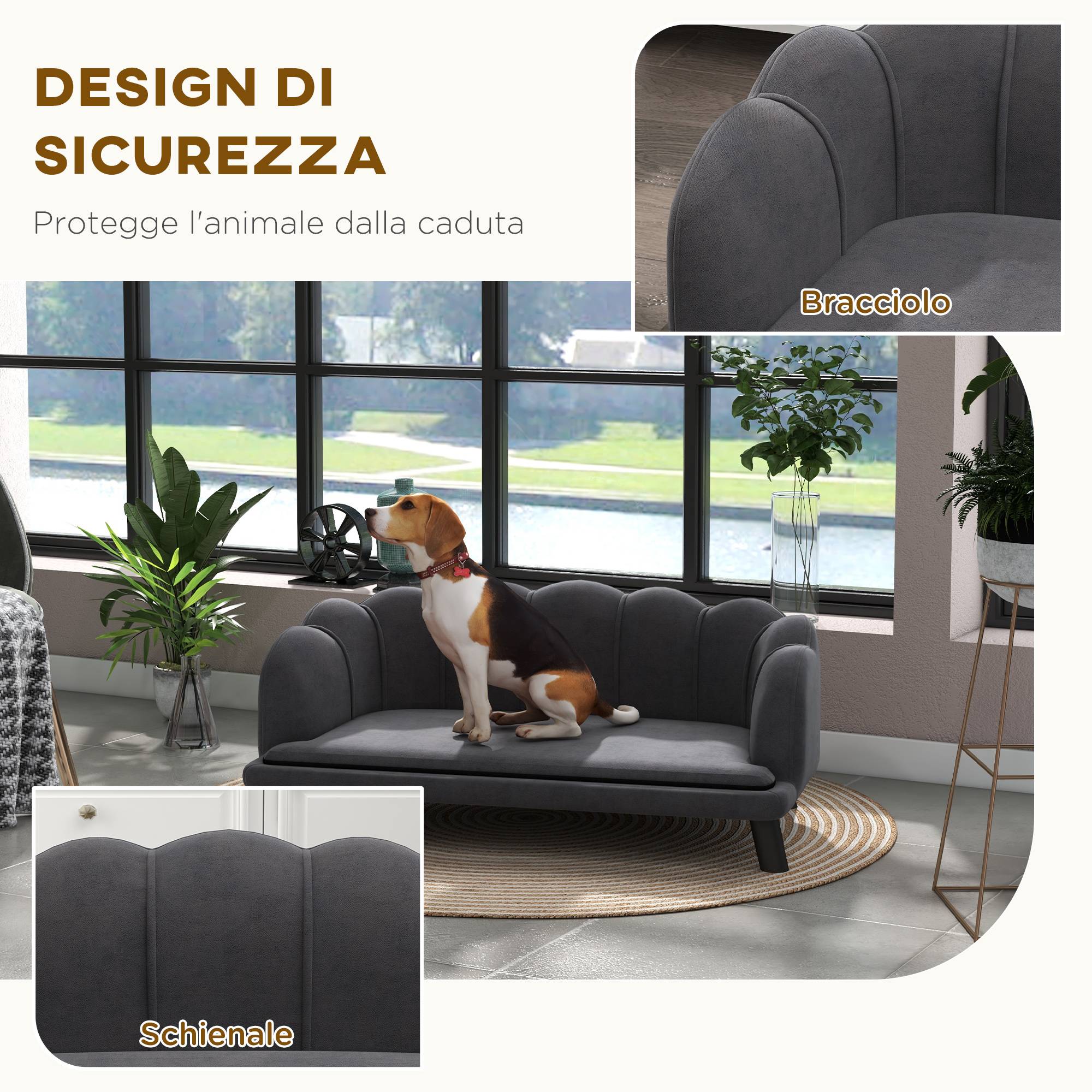 Canapé pour grand chien bois salon coussin lavable 98cm gris - ComfortXL Outdoor Living - Image 7
