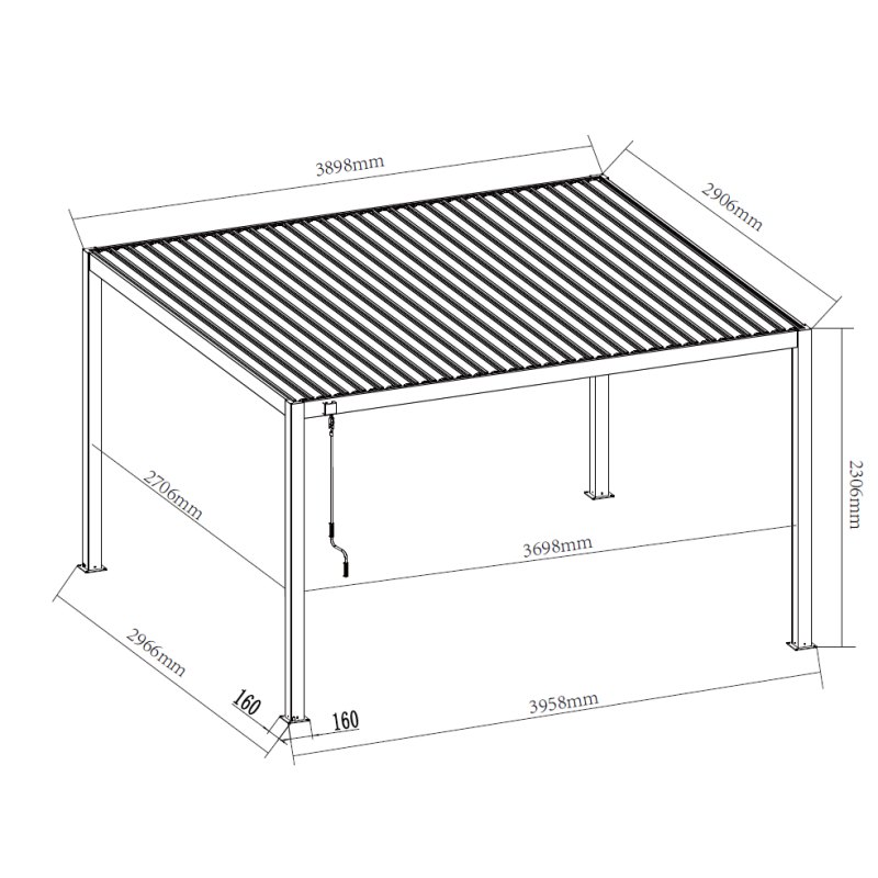 Pergola bioclimatique autoportante 12m² aluminium anthracite lames doubles X-Metal - Image 4