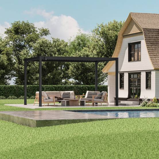 Pergola bioclimatique autoportante 12m² aluminium anthracite lames doubles X-Metal - Image 2