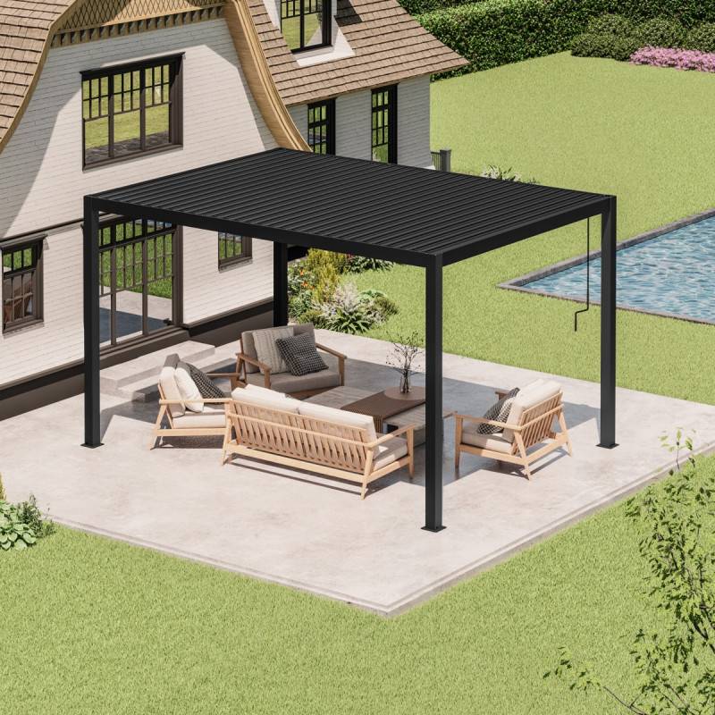 Pergola bioclimatique autoportante 12m² aluminium anthracite lames doubles X-Metal - Image 6