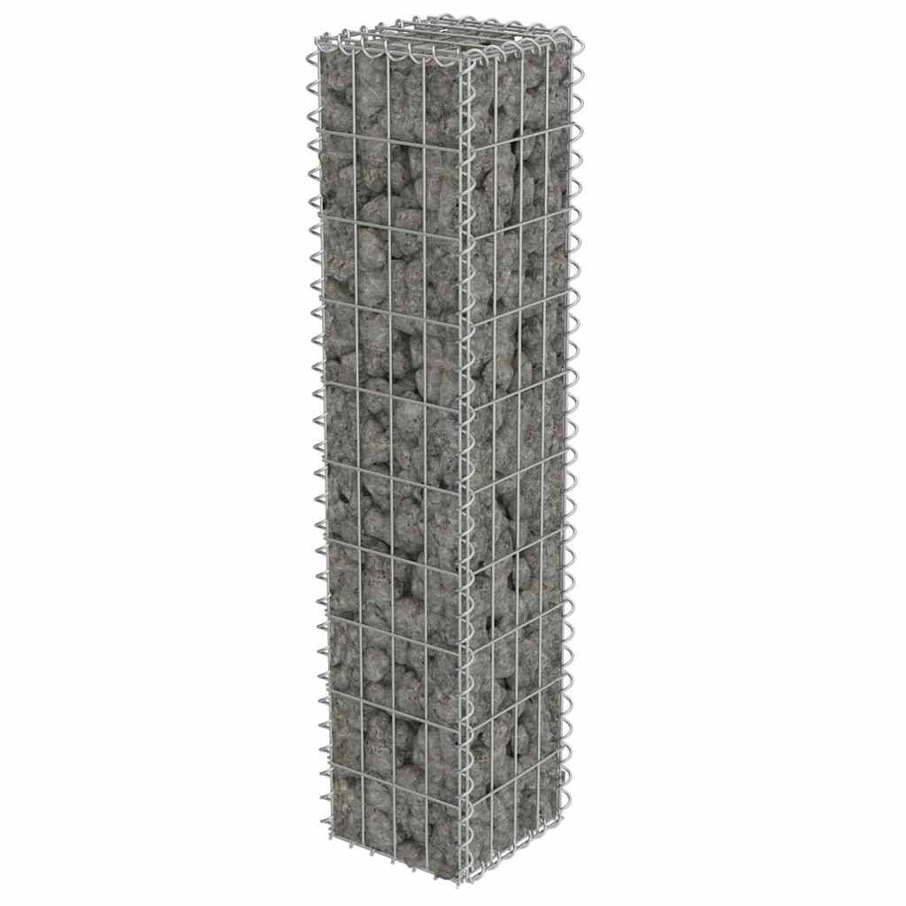 Mur à gabion avec couvercles Acier galvanisé Argenté 20 x 20 x 100 cm - PANGIVO - Image 4