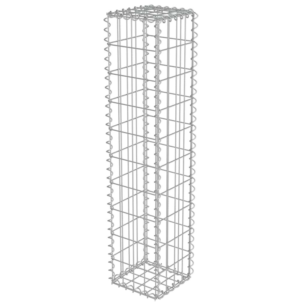 Mur à gabion avec couvercles Acier galvanisé Argenté 20 x 20 x 100 cm - PANGIVO - Image 2