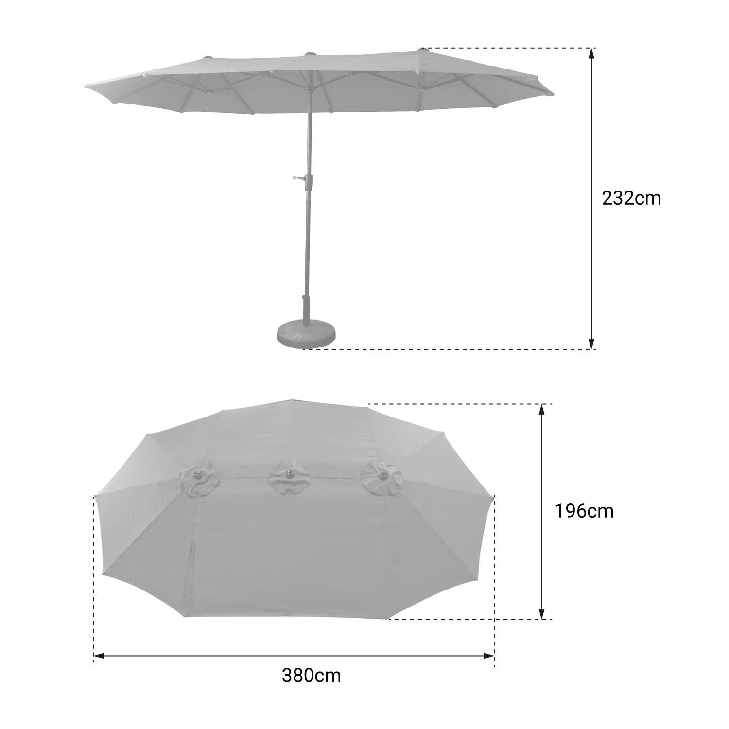 Parasol double 2x4m LINAI gris - HAPPY GARDEN - Imagen 6